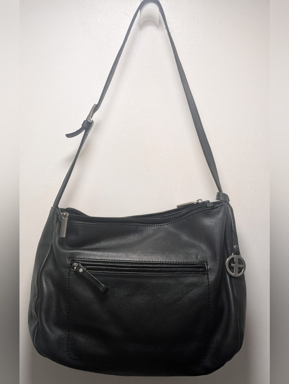 Vintage Giani Bernini Black Real Leather Slouchy Shoulder Handbag Boho Chic